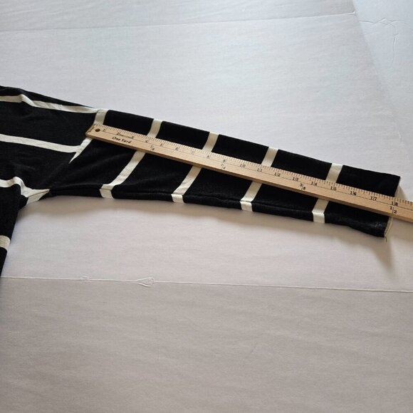 Lane Bryant Black White Rayon Horizontal Stripe High Low 3/4 Sleeve Top Sz 18/20 - Picture 12 of 15